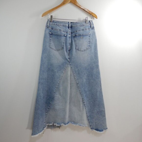 Wash Lab Selma Pieced Asymmetric Denim Maxi SKIRT Size 29 Surf Blue NEW $128 - Picture 7 of 8